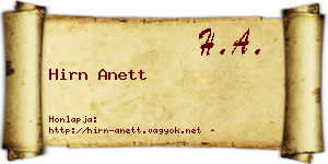 Hirn Anett névjegykártya